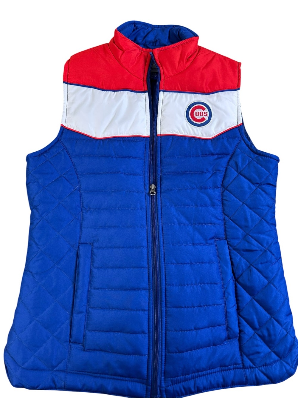 Chicago Cubs Carl Banks Puffer Vest Quilted Blue Red MLB Genuine Merchandise S
